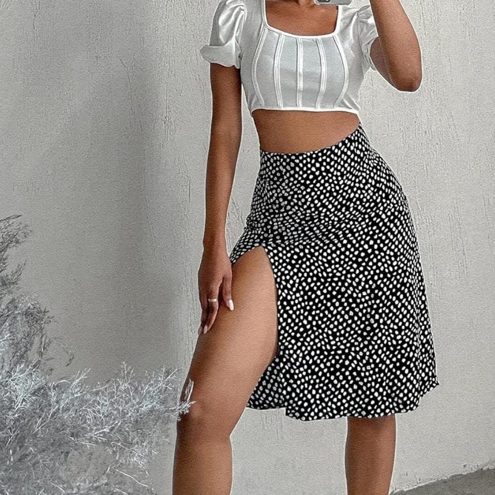 Spotted Midi Skirt